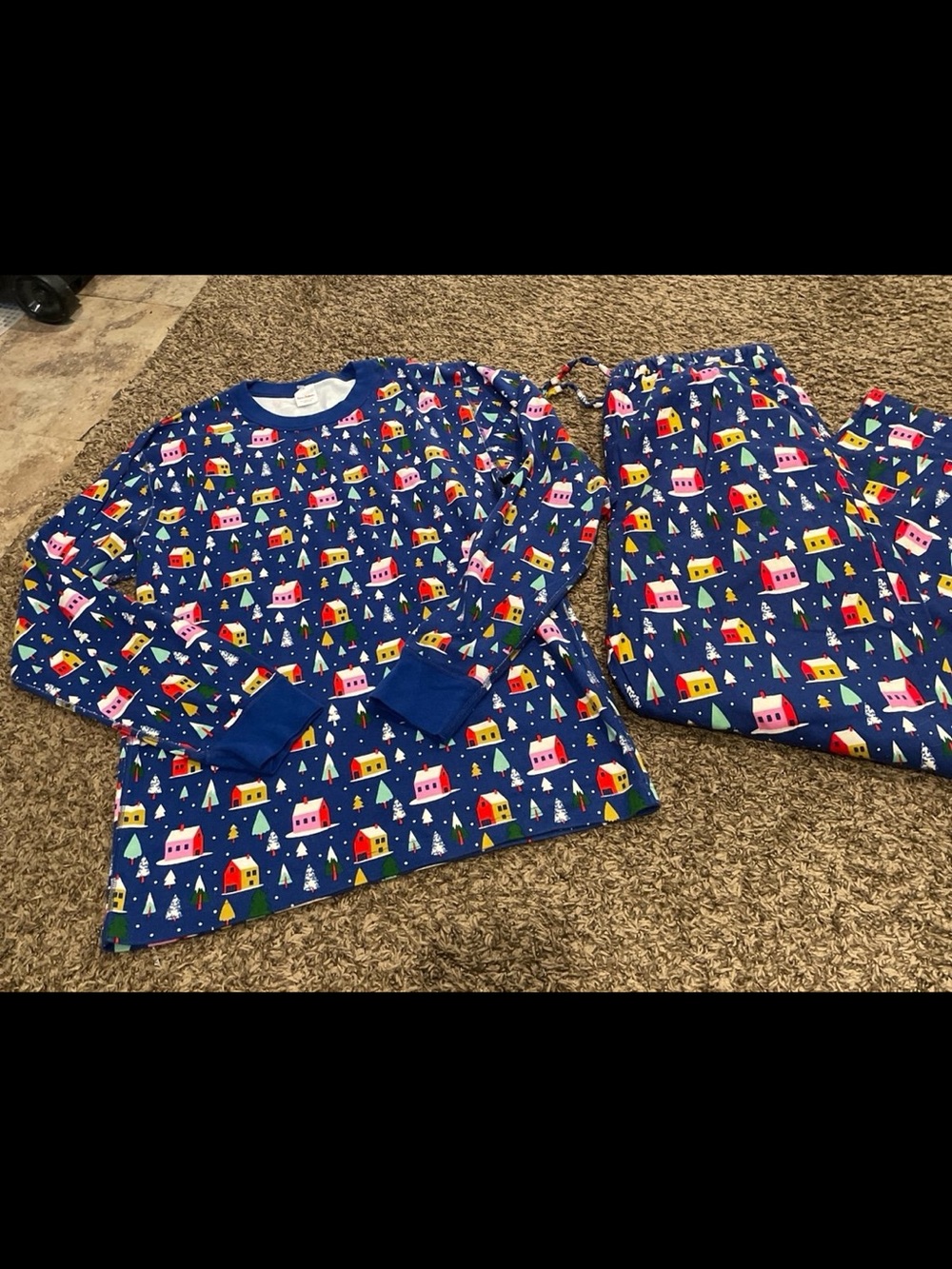 Hanna Andersson holiday Christmas houses pajama set adult XL